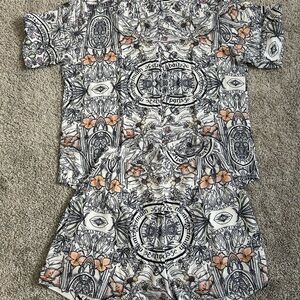 Women’s Floral Graphic Button-Up Shirt and shorts